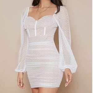 White Bachelorette Swiss Dot Bodycon Dress Bride